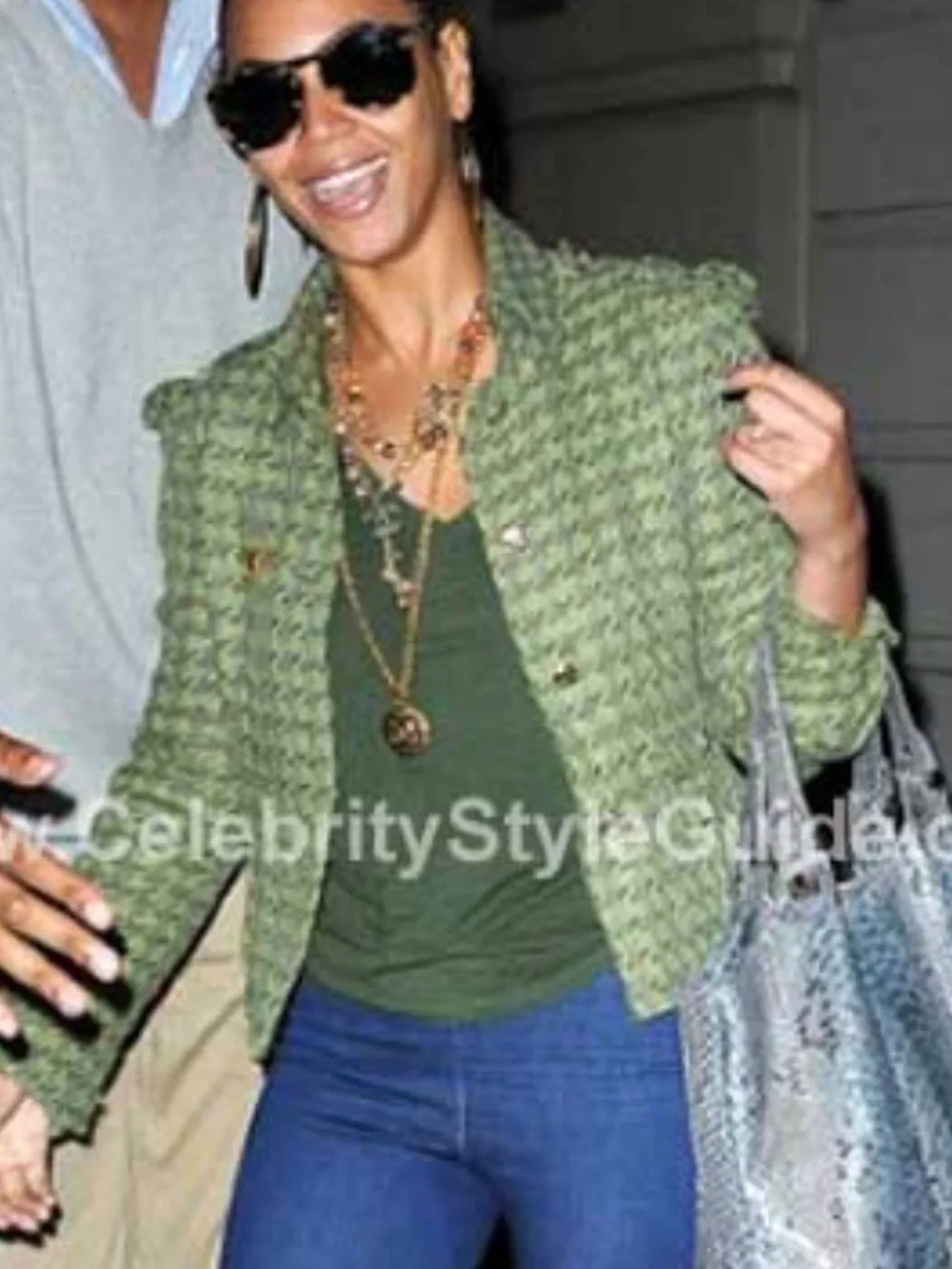 CHANEL Runway Resort 2008 Olive Green Houndstooth Blazer - Karl Lagerfeld
